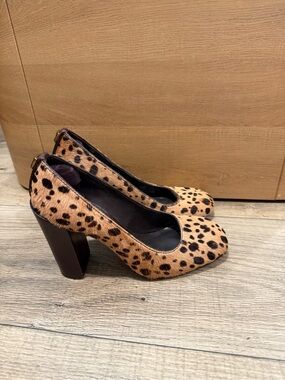 Tory Burch Leopard Print Block Heel Pumps in Tan and Black